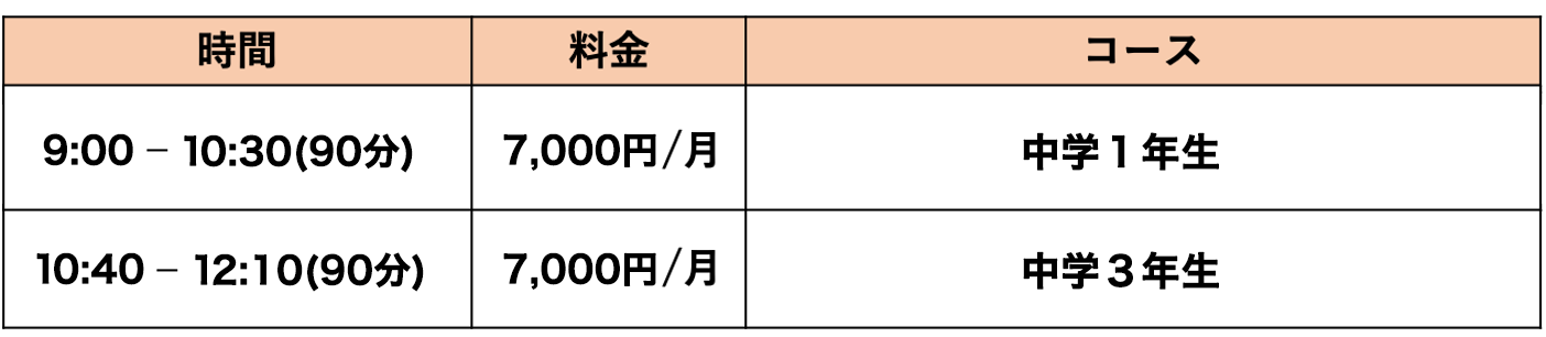 日曜料金表